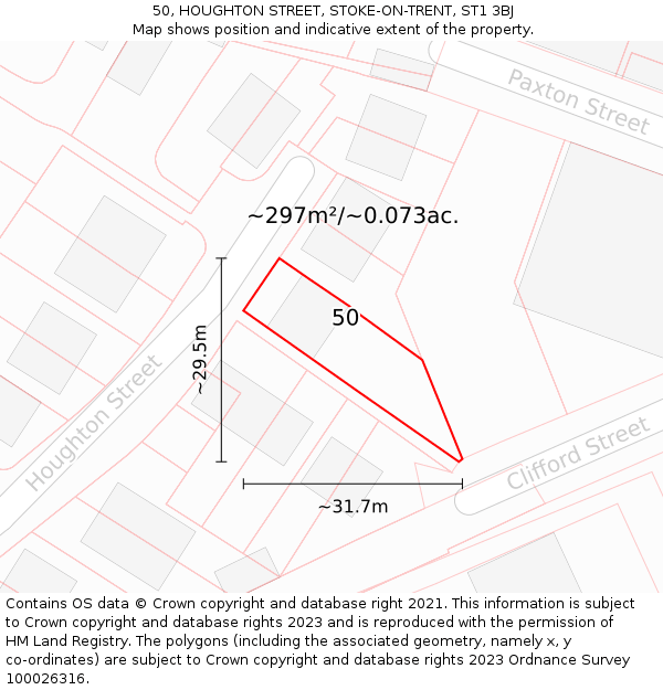 50, HOUGHTON STREET, STOKE-ON-TRENT, ST1 3BJ: Plot and title map