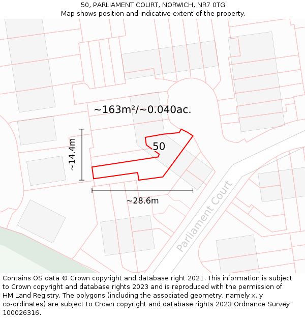 50, PARLIAMENT COURT, NORWICH, NR7 0TG: Plot and title map