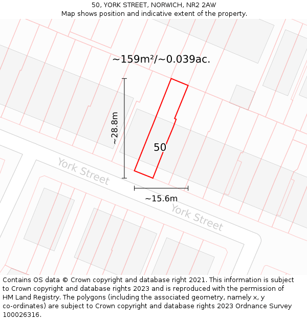50, YORK STREET, NORWICH, NR2 2AW: Plot and title map