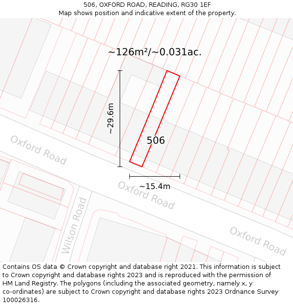 506, OXFORD ROAD, READING, RG30 1EF: Plot and title map