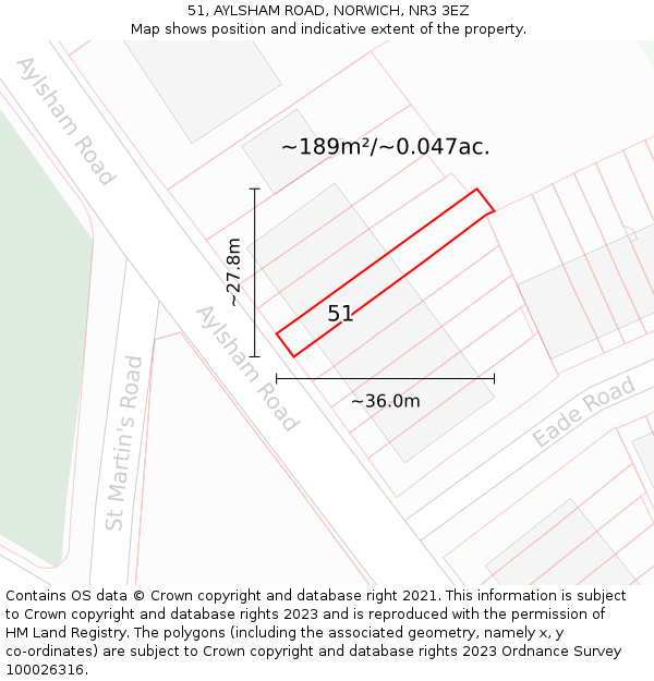 51, AYLSHAM ROAD, NORWICH, NR3 3EZ: Plot and title map