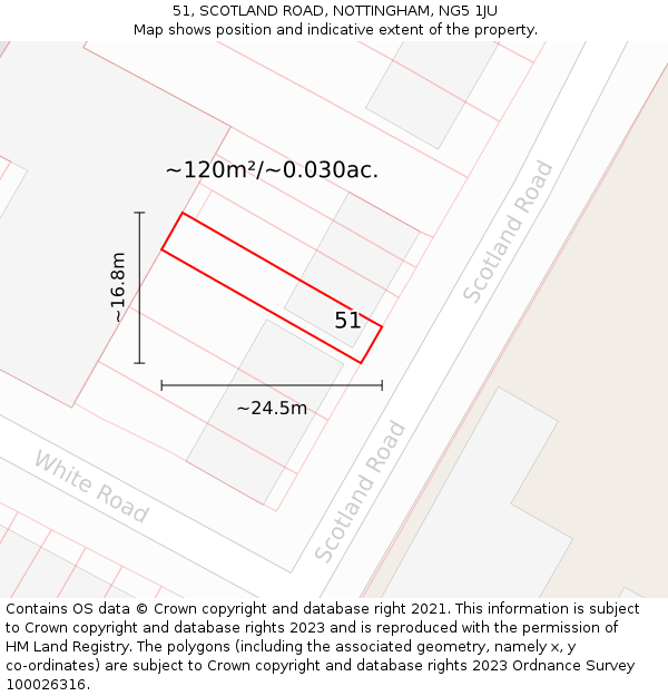 51, SCOTLAND ROAD, NOTTINGHAM, NG5 1JU: Plot and title map