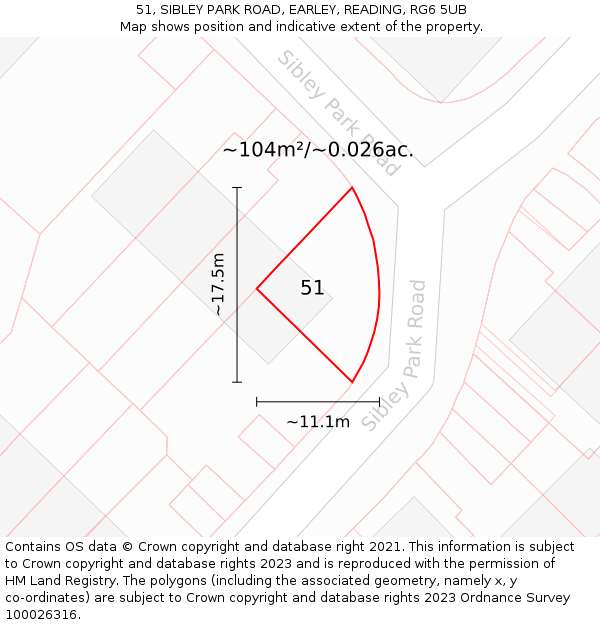 51, SIBLEY PARK ROAD, EARLEY, READING, RG6 5UB: Plot and title map