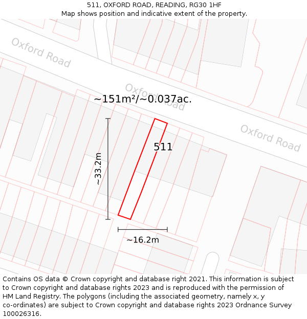 511, OXFORD ROAD, READING, RG30 1HF: Plot and title map