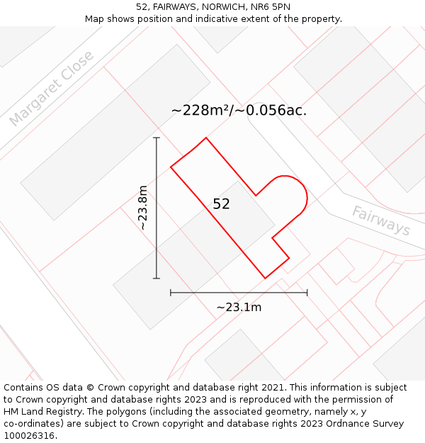 52, FAIRWAYS, NORWICH, NR6 5PN: Plot and title map