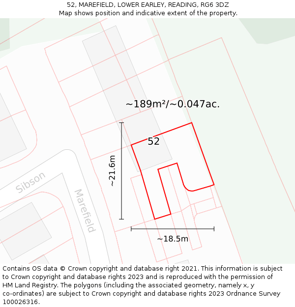 52, MAREFIELD, LOWER EARLEY, READING, RG6 3DZ: Plot and title map