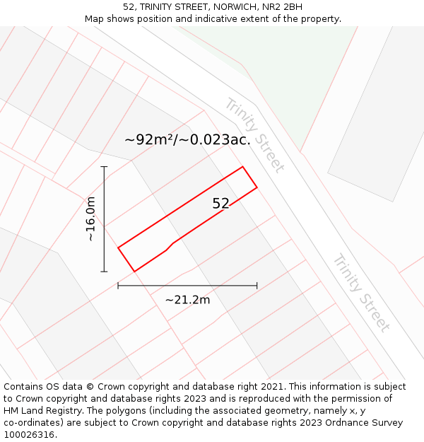 52, TRINITY STREET, NORWICH, NR2 2BH: Plot and title map