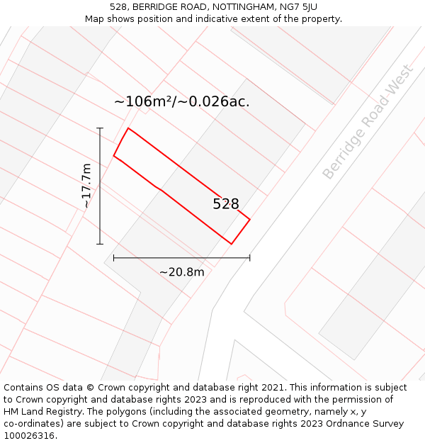 528, BERRIDGE ROAD, NOTTINGHAM, NG7 5JU: Plot and title map