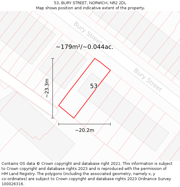 53, BURY STREET, NORWICH, NR2 2DL: Plot and title map