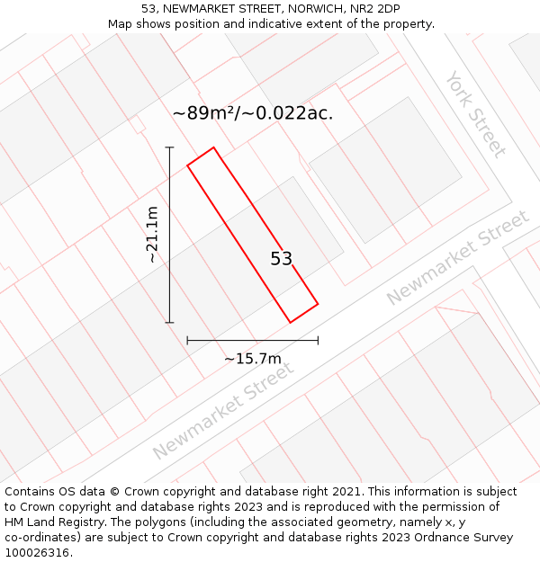 53, NEWMARKET STREET, NORWICH, NR2 2DP: Plot and title map