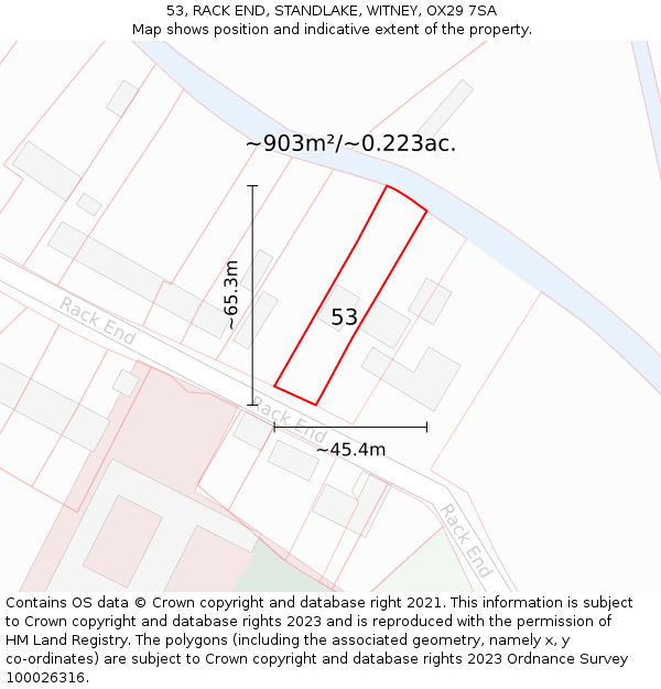 53, RACK END, STANDLAKE, WITNEY, OX29 7SA: Plot and title map