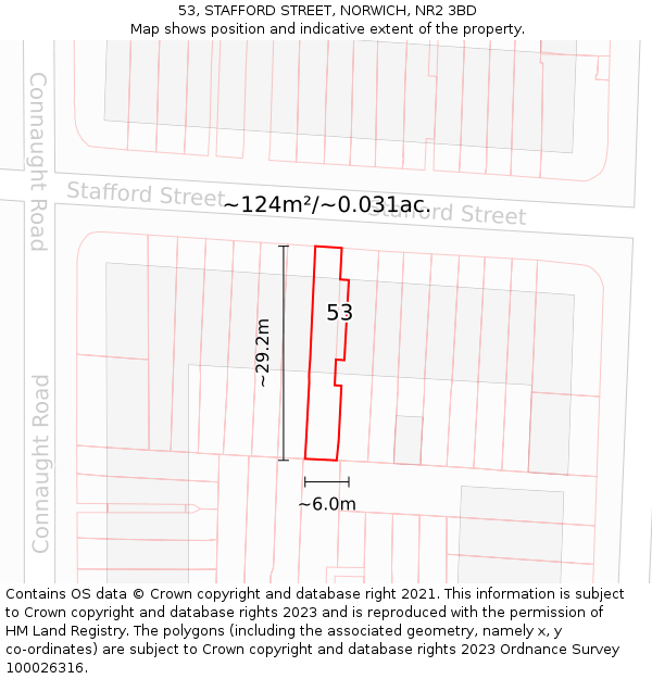 53, STAFFORD STREET, NORWICH, NR2 3BD: Plot and title map