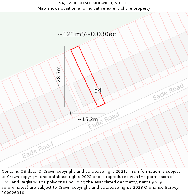 54, EADE ROAD, NORWICH, NR3 3EJ: Plot and title map