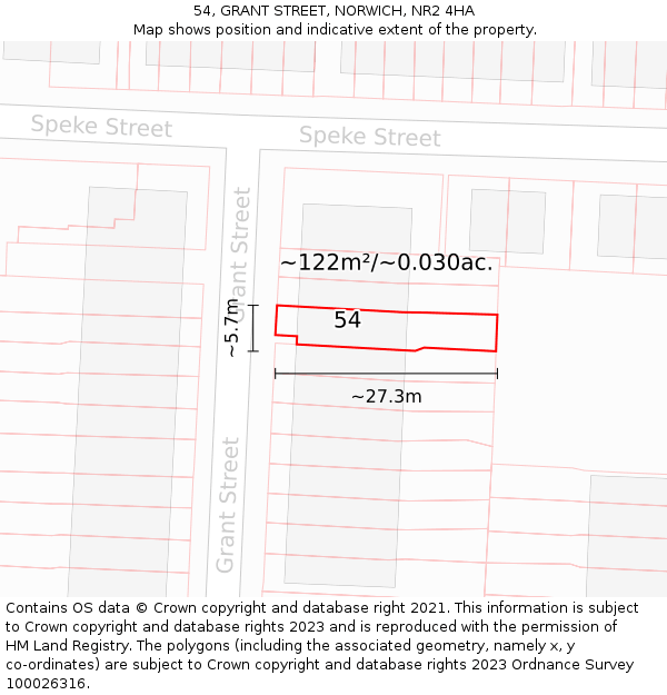 54, GRANT STREET, NORWICH, NR2 4HA: Plot and title map