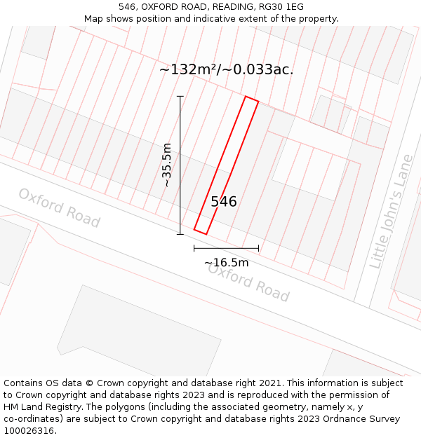546, OXFORD ROAD, READING, RG30 1EG: Plot and title map