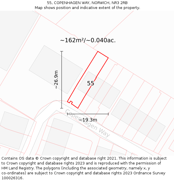 55, COPENHAGEN WAY, NORWICH, NR3 2RB: Plot and title map