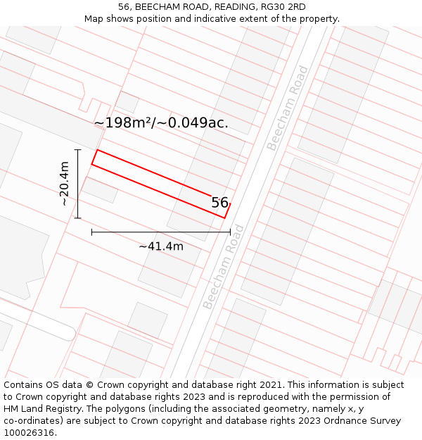 56, BEECHAM ROAD, READING, RG30 2RD: Plot and title map