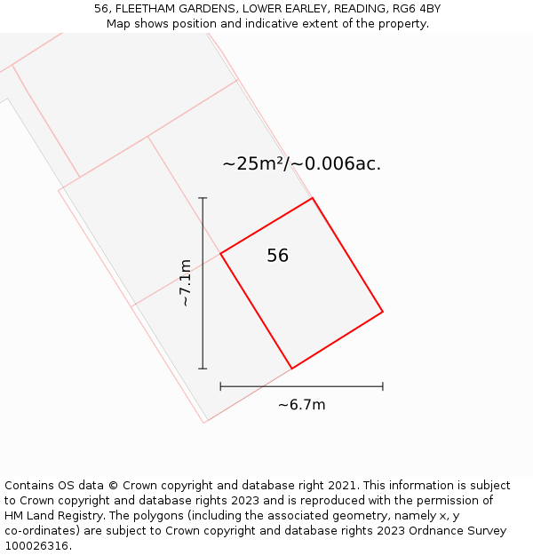 56, FLEETHAM GARDENS, LOWER EARLEY, READING, RG6 4BY: Plot and title map