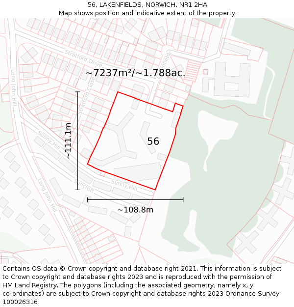 56, LAKENFIELDS, NORWICH, NR1 2HA: Plot and title map