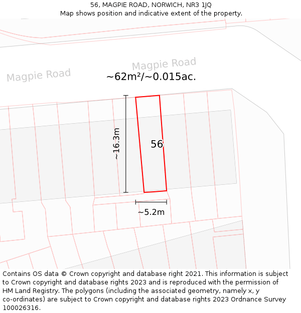 56, MAGPIE ROAD, NORWICH, NR3 1JQ: Plot and title map