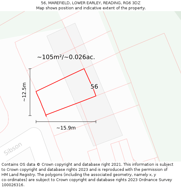 56, MAREFIELD, LOWER EARLEY, READING, RG6 3DZ: Plot and title map