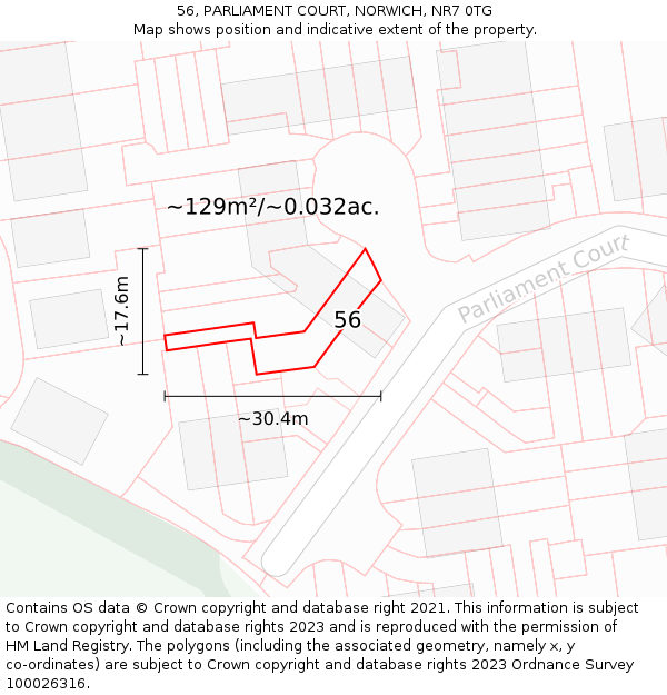 56, PARLIAMENT COURT, NORWICH, NR7 0TG: Plot and title map