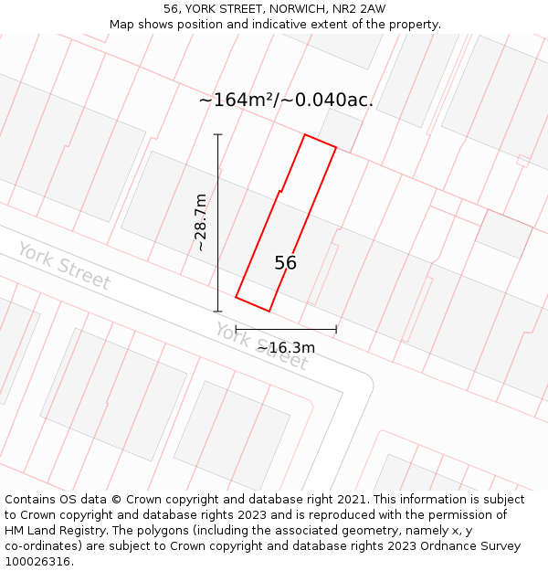 56, YORK STREET, NORWICH, NR2 2AW: Plot and title map