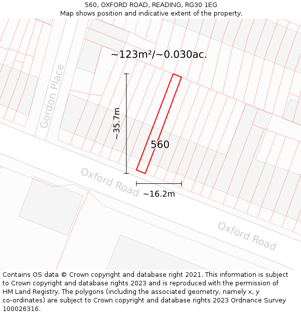 560, OXFORD ROAD, READING, RG30 1EG: Plot and title map