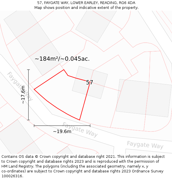 57, FAYGATE WAY, LOWER EARLEY, READING, RG6 4DA: Plot and title map