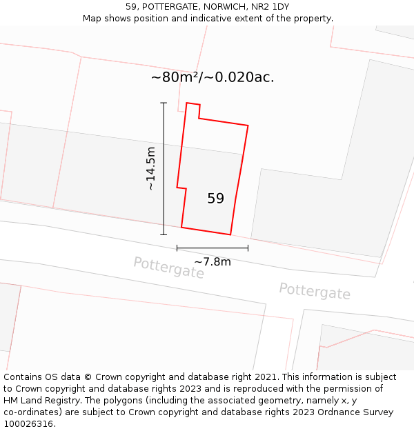 59, POTTERGATE, NORWICH, NR2 1DY: Plot and title map