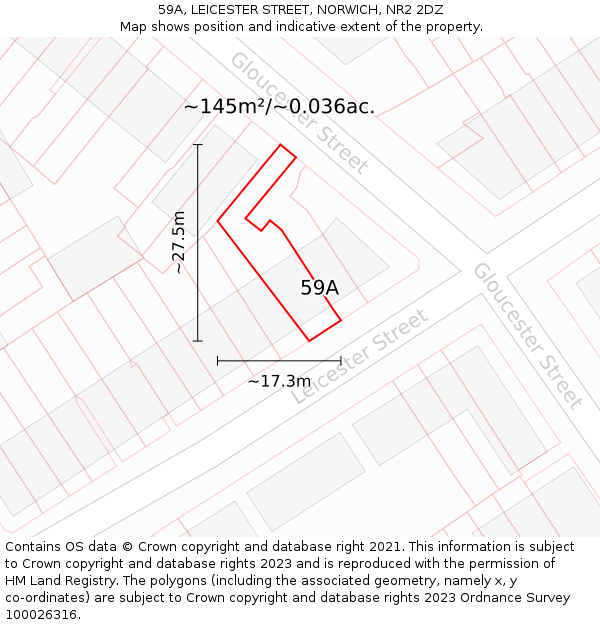 59A, LEICESTER STREET, NORWICH, NR2 2DZ: Plot and title map