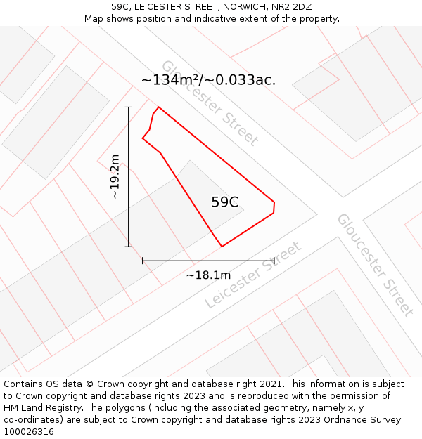 59C, LEICESTER STREET, NORWICH, NR2 2DZ: Plot and title map