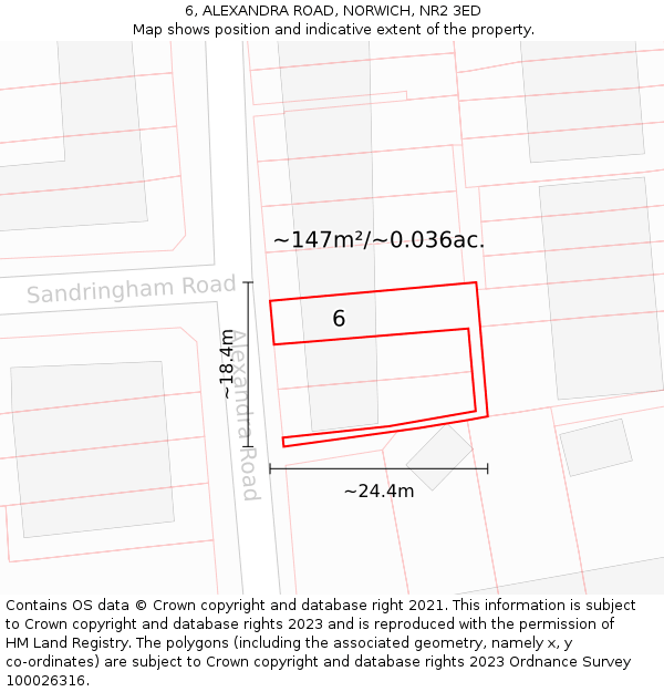6, ALEXANDRA ROAD, NORWICH, NR2 3ED: Plot and title map