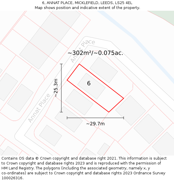 6, ANNAT PLACE, MICKLEFIELD, LEEDS, LS25 4EL: Plot and title map