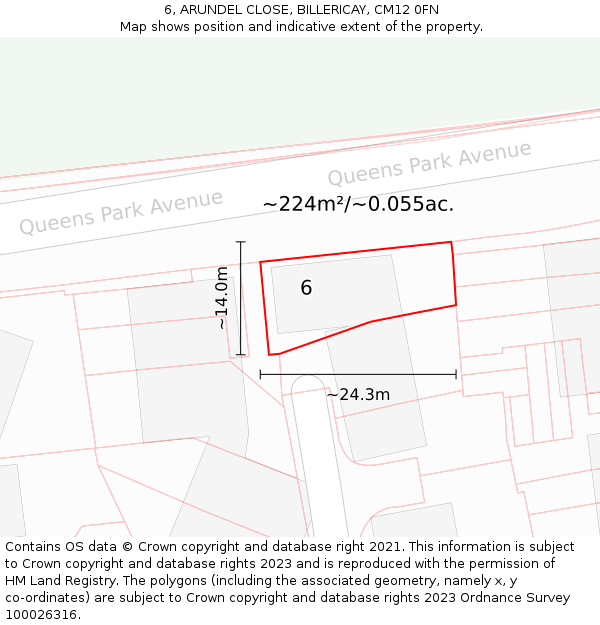 6, ARUNDEL CLOSE, BILLERICAY, CM12 0FN: Plot and title map