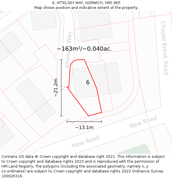 6, ATTELSEY WAY, NORWICH, NR5 9EP: Plot and title map