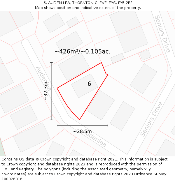 6, AUDEN LEA, THORNTON-CLEVELEYS, FY5 2RF: Plot and title map