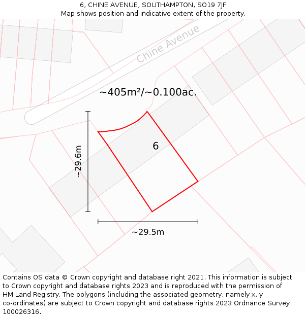 6, CHINE AVENUE, SOUTHAMPTON, SO19 7JF: Plot and title map