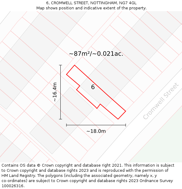 6, CROMWELL STREET, NOTTINGHAM, NG7 4GL: Plot and title map