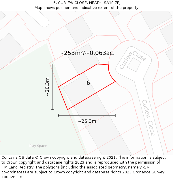 6, CURLEW CLOSE, NEATH, SA10 7EJ: Plot and title map