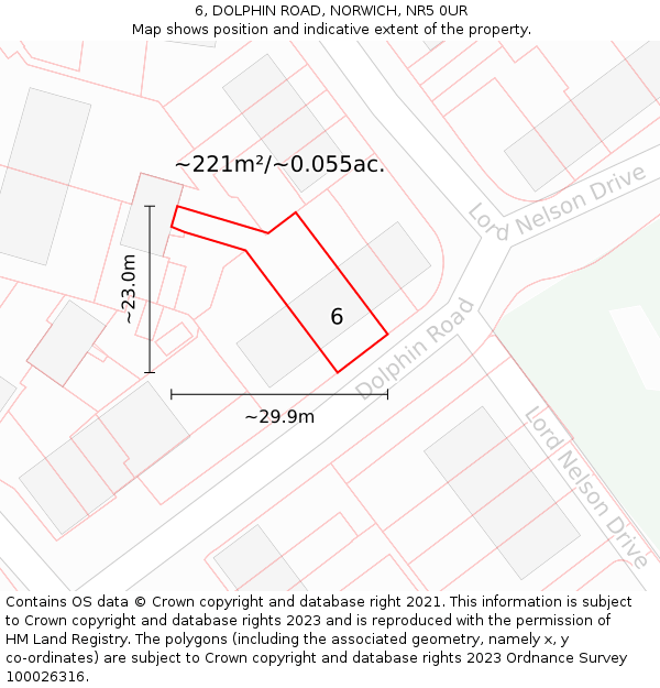 6, DOLPHIN ROAD, NORWICH, NR5 0UR: Plot and title map