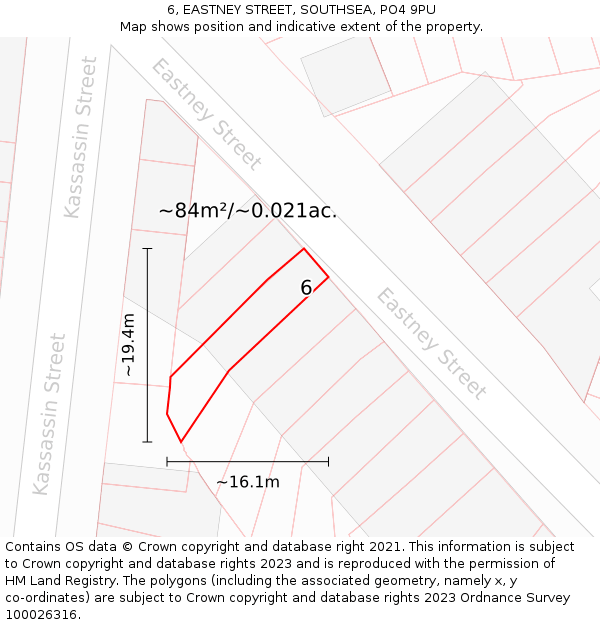 6, EASTNEY STREET, SOUTHSEA, PO4 9PU: Plot and title map