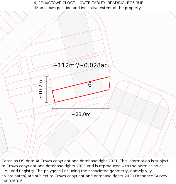 6, FELIXSTOWE CLOSE, LOWER EARLEY, READING, RG6 3UF: Plot and title map