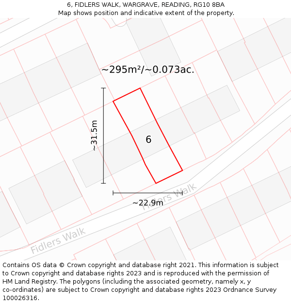 6, FIDLERS WALK, WARGRAVE, READING, RG10 8BA: Plot and title map