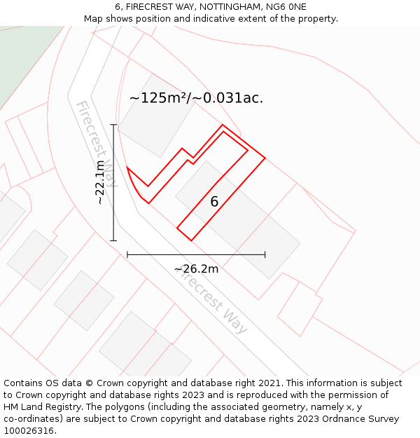 6, FIRECREST WAY, NOTTINGHAM, NG6 0NE: Plot and title map