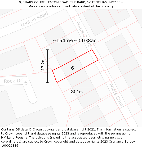 6, FRIARS COURT, LENTON ROAD, THE PARK, NOTTINGHAM, NG7 1EW: Plot and title map