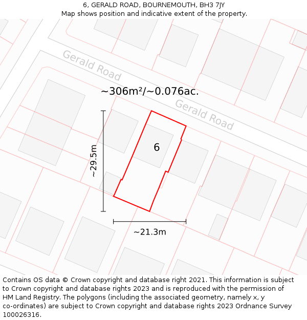 6, GERALD ROAD, BOURNEMOUTH, BH3 7JY: Plot and title map