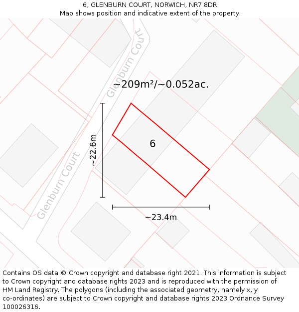 6, GLENBURN COURT, NORWICH, NR7 8DR: Plot and title map