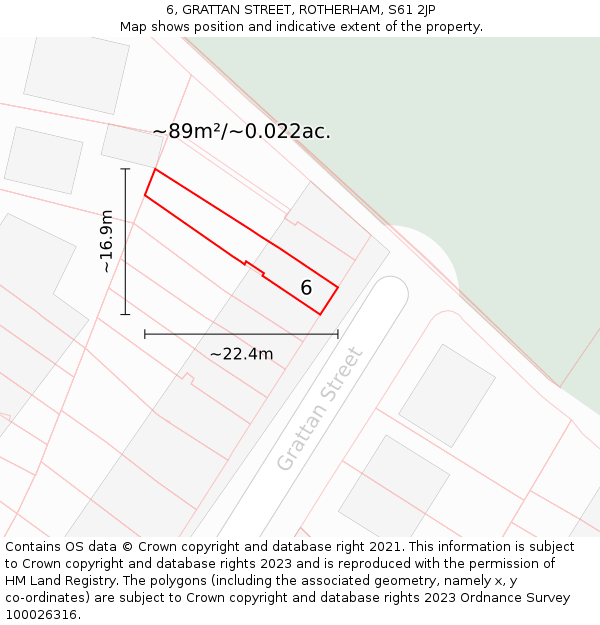 6, GRATTAN STREET, ROTHERHAM, S61 2JP: Plot and title map