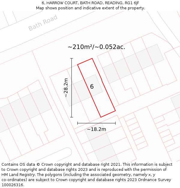 6, HARROW COURT, BATH ROAD, READING, RG1 6JF: Plot and title map
